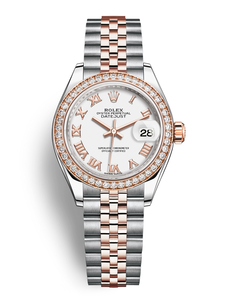 Rolex Lady Datejust 28mm Stainless Steel and Everose Gold 279381RBR White Roman Jubilee